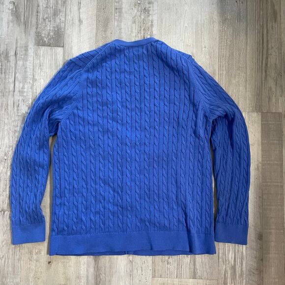 Lands' End Sweater Women's Size XLP Cardigan Sweater Blue Cablenknit V-Neck - Picture 12 of 12